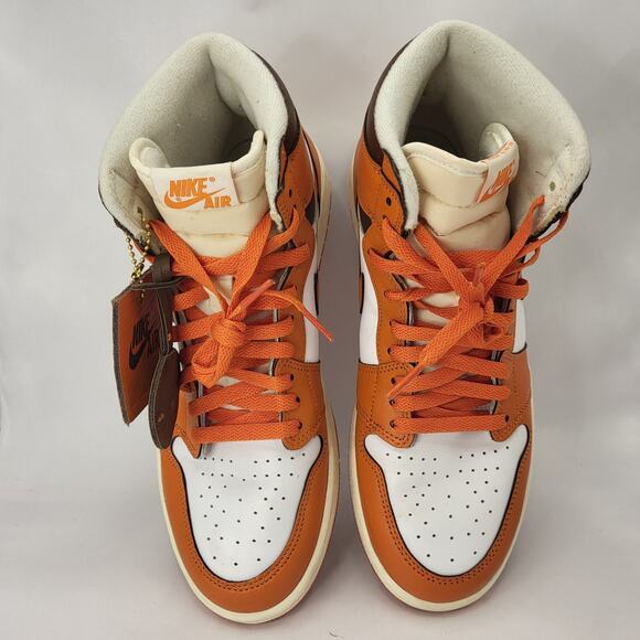 Nike Air Jordan 1 Mid White and Orange Men\'s Athletic Shoes
